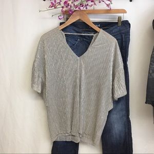 Anthro Vanessa Virginia Ruffled Metallic Top, XS